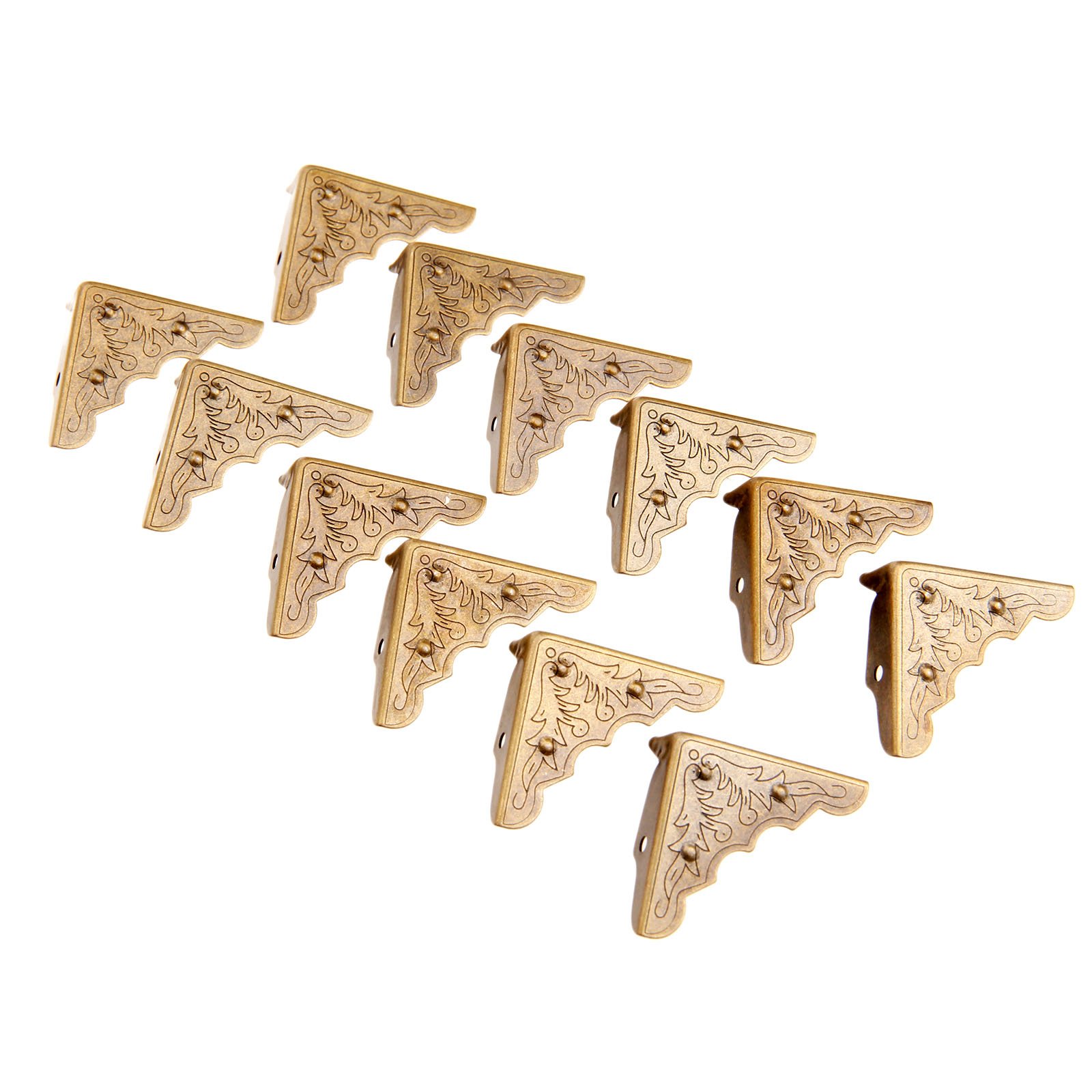 12Pcs Box Corner Protector Guard Edge Cover Antique Brass Jewelry Corner Case Chest