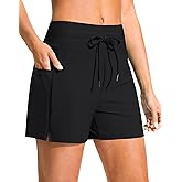 G Gradual Women's 4" High Waisted Swim Board Shorts with Pockets Quick Dry Swimming Swimsuit Bathing Suit Bottoms for Women