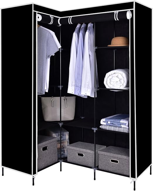 Canvas Wardrobe, Funime Corner Wardrobe L Shaped Canvas Wardrobe
