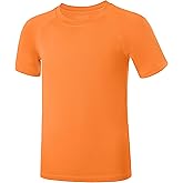 Boys Rash Guard Swim Shirt, UPF 50+ Sun Protection Short Sleeve Rashguard, Youth Kids Quick Dry UV Beach Surfing Water Shirt