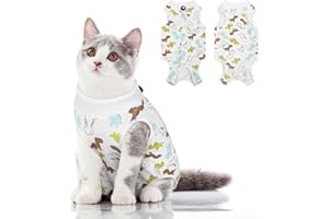 SUNFURA Cat Recovery Suit, Kitten Surgical Full Bodysuit for Abdominal Wound Protector Anti Licking After Surgery, Professional Bandages Cone E-Collar Alternative for Small Male & Female Pets