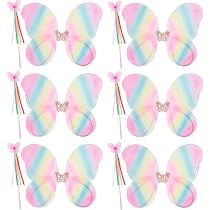 Kilofly 6 ensembles Ailes de papillon ange, baguettes de fée, déguisement de princesse