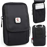 Canvas Dual Phone Holster for Belt Flip Cell Phone Case for iPhone 17 Pro Max iPhone 16 Pro Max Galaxy S25 Ultra, Universal Smartphone Pouch with Belt Loop and Clip for Men, Magnetic Flap Pocket