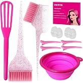 12 pcs Hair Dye Kit Professional Salon Tools with Hair Dye Brush and Bowl | Hair Bleach Kit,Dye Clips Gloves Ear Covers,for Hairstylist and Women Hair Bleaching Coloring Highlighting Kit (12, pink)