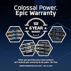 Crown Two-Channel, 525W @ 4Ω Power