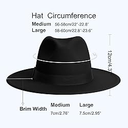 Wide Brim Fedora Hats for Women & Men Classic Dress