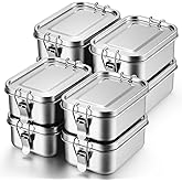 Umigy 8 Pcs Stainless Steel Food Containers 550ml Metal Bento Lunch Box Stainless Steel Food Storage Containers, Lockable Clips to Leak Proof, Reusable Dishwasher Snack Boxes for Work