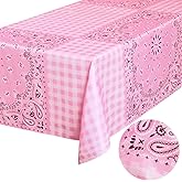 xo, Fetti Cowgirl Tablecloth, Pink Bandana Western Decor, Gingham Rodeo Party Supplies, Girls Birthday, Bachelorette