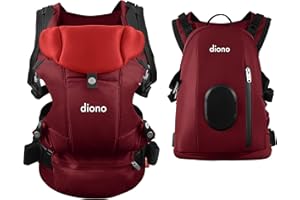 Diono Carus Complete 4-in-1 Baby Carrier with Detachable Backpack, Front Carry & Back Carry, Newborn to Toddler up to 33 lb / 15 kg, Red