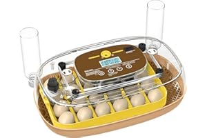 GLEEGEARNEX 24 Egg Incubator with Automatic Turner & Temperature/Humidity Control – 360° Clear View, External Water Refill for Chicken, Duck, Quail, Goose, and Poultry Eggs-Brown(24 Egg-Brown)