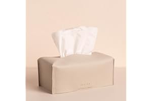 OLETHA Aesthetic Rectangle Tissue Box Cover, Medium Flat Box Tissues Holder Rectangular, Light Taupe