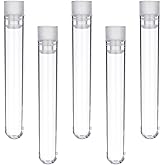 Hicarer Reagenzgläser aus Kunststoff, transparent, 12 x 75 mm, mit Druckkappen, 5 ml, 50 Stück