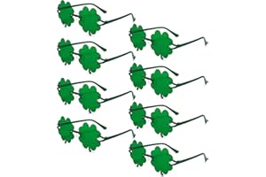 Geopty 6/8 Pack St. Patrick's Day Irish Green Shamrock Sunglasses Bulk, Clover Party Glasses Leprechaun Costume Eyewear
