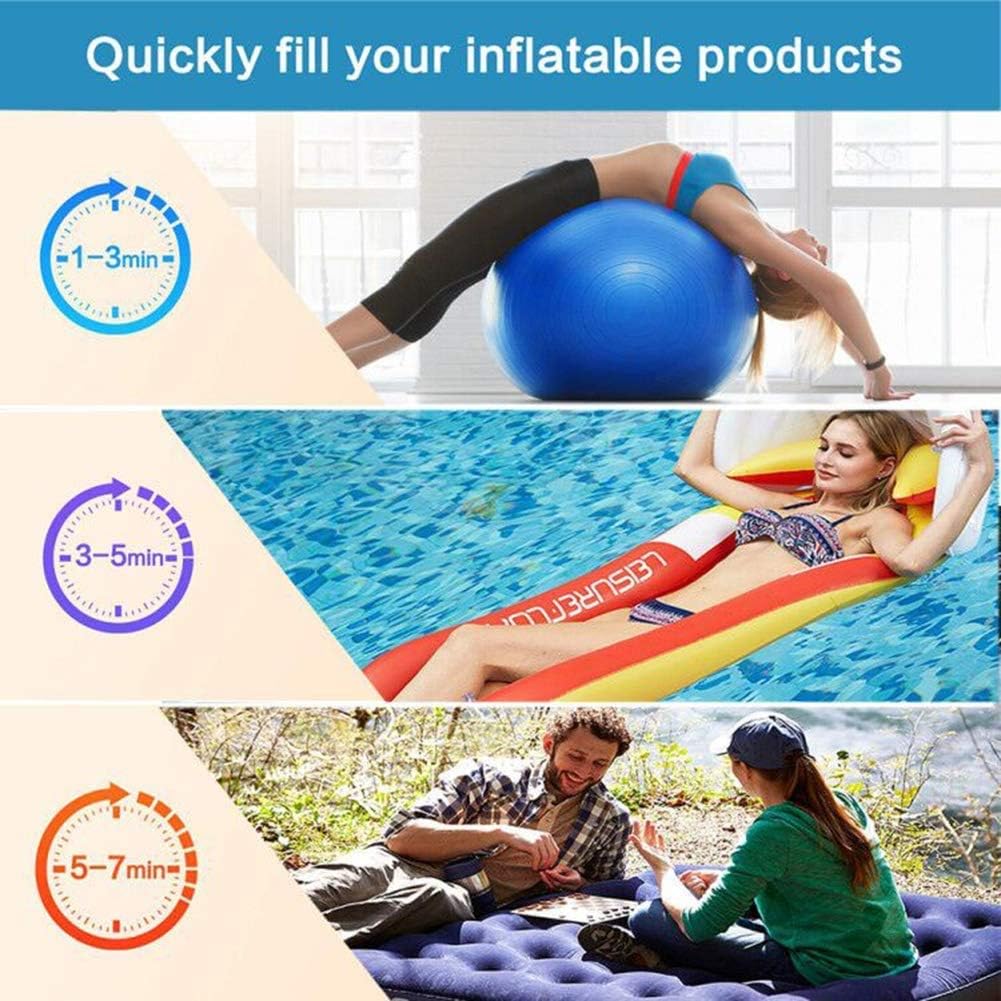 Rongyuxuan Electric Air Pump for Inflatables, 2 in 1 Portable Quick-Fill Air Pump,110V AC & 12V DC Inflator Deflator for Air Mattress, Swimming Rings, Airbeds, Water Toys, with 3Nozzles,Storage Bag: Home & Kitchen