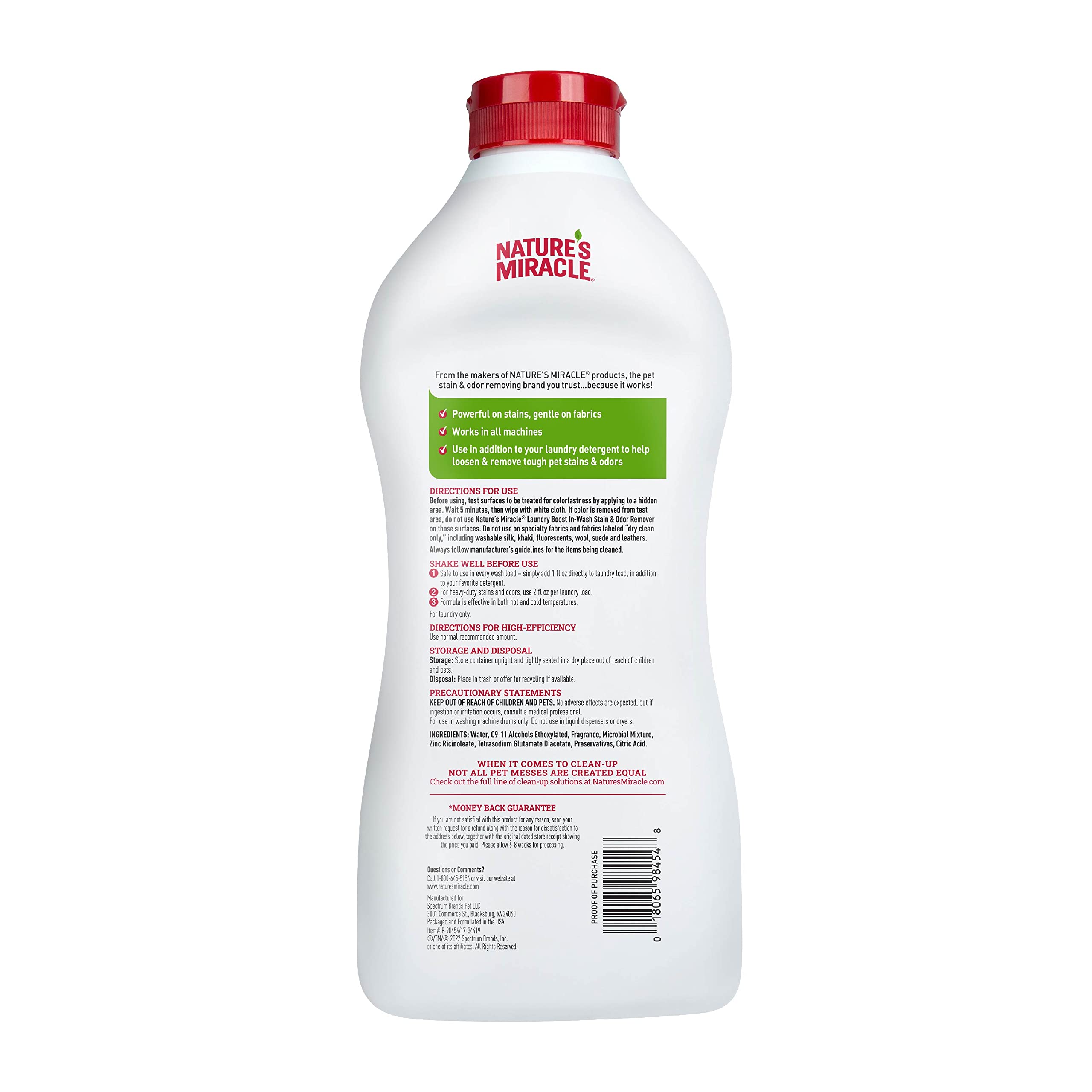 Nature’s Miracle Laundry Boost In-Wash Stain and Odor Remover, 32 Ounces, Laundry Stain and Odor Removing Additive For All Machines