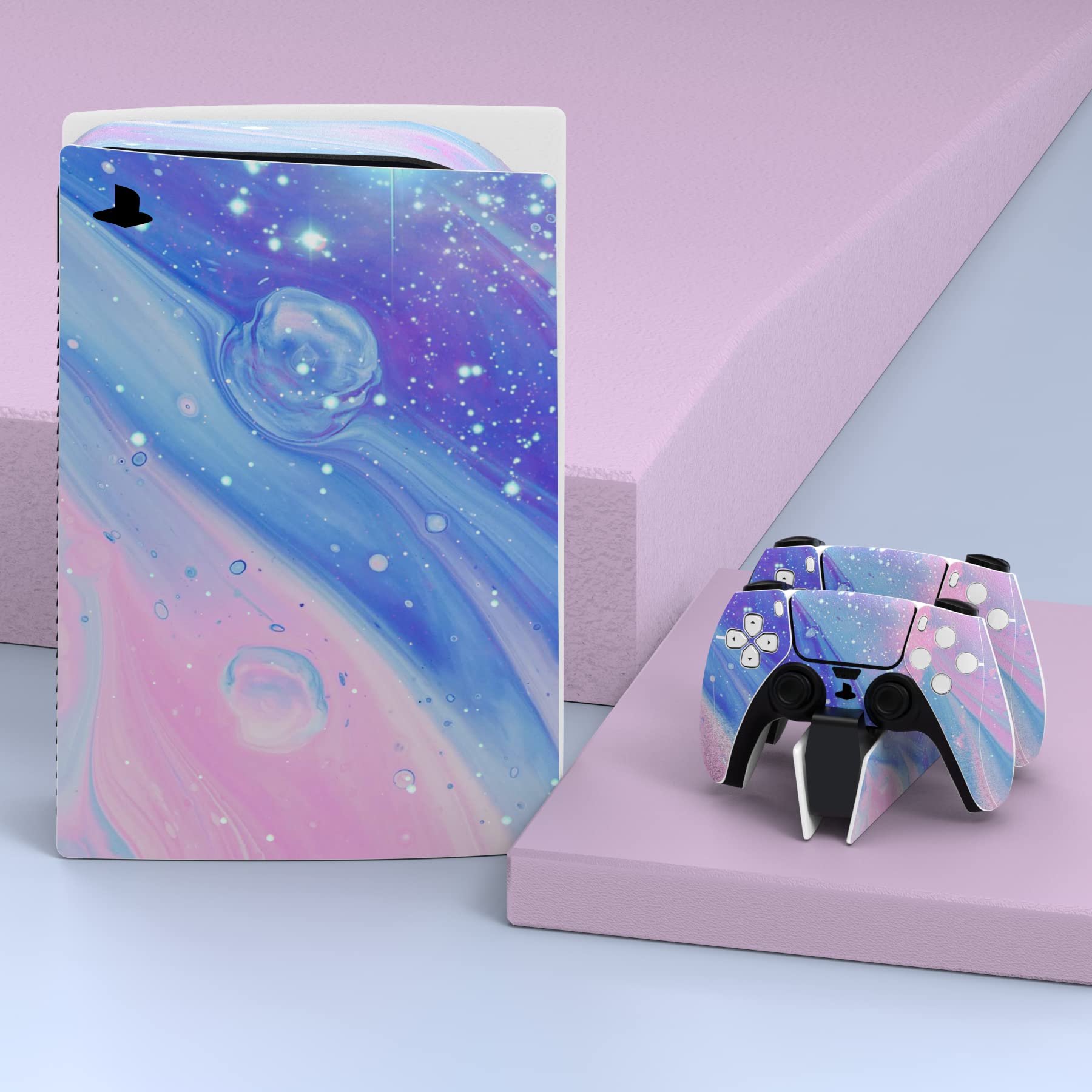 PlayVital Fantasy Trip Full Set Skin Decal for ps5 Console Disc Edition, Sticker Vinyl Decal Cover for ps5 Controller & Charging Station & Headset & Media Remote