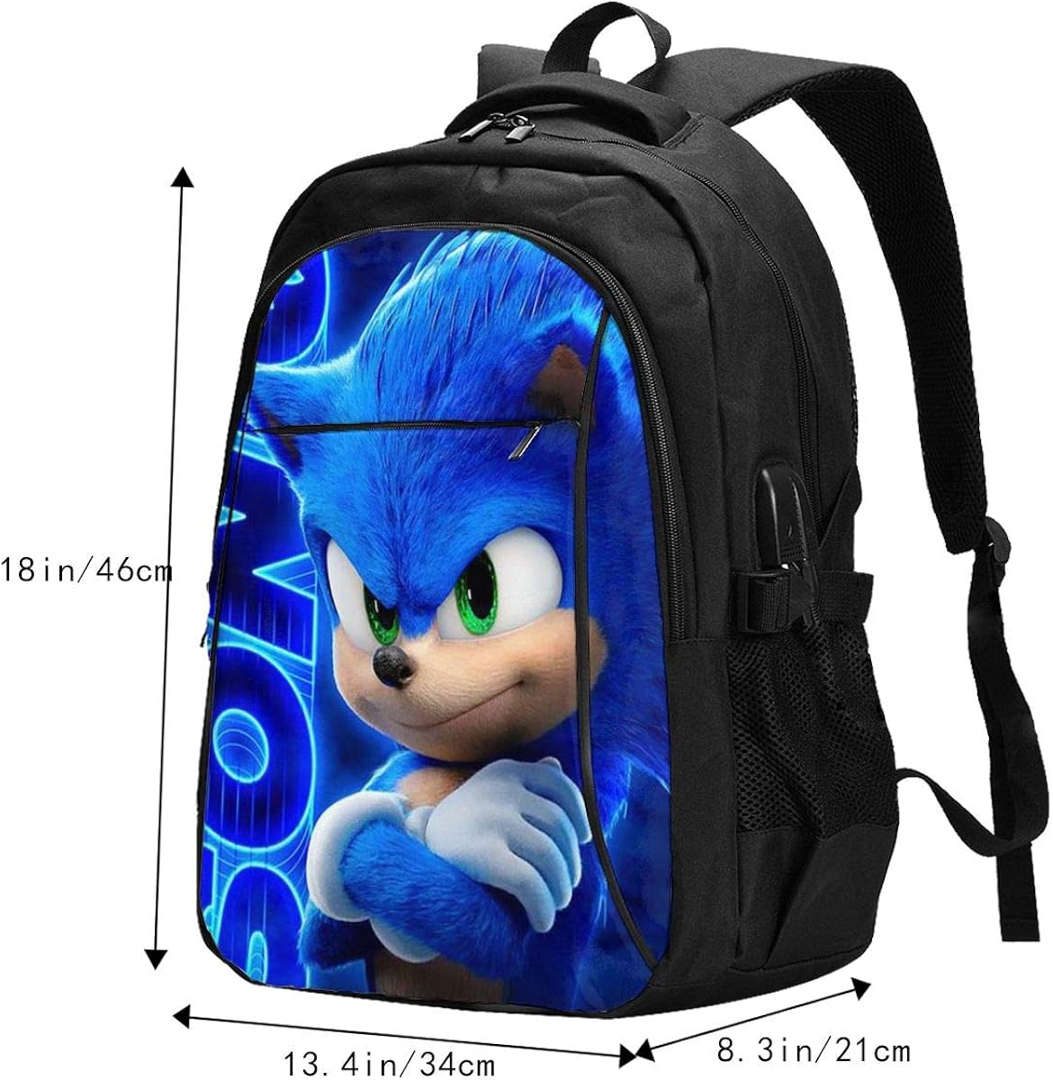 s-oni-c laptop backpack,USB charging port, waterproof student bag for Men and Women