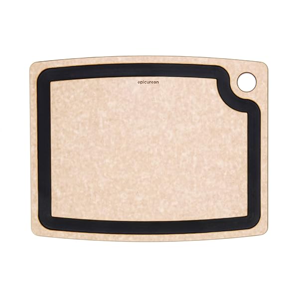 EPICUREAN GOURMET SERIES CUTTING BOARD WITH JUICE GROOVE, 19.5-INCH BY 15-INCH, NATURAL/SLATE
