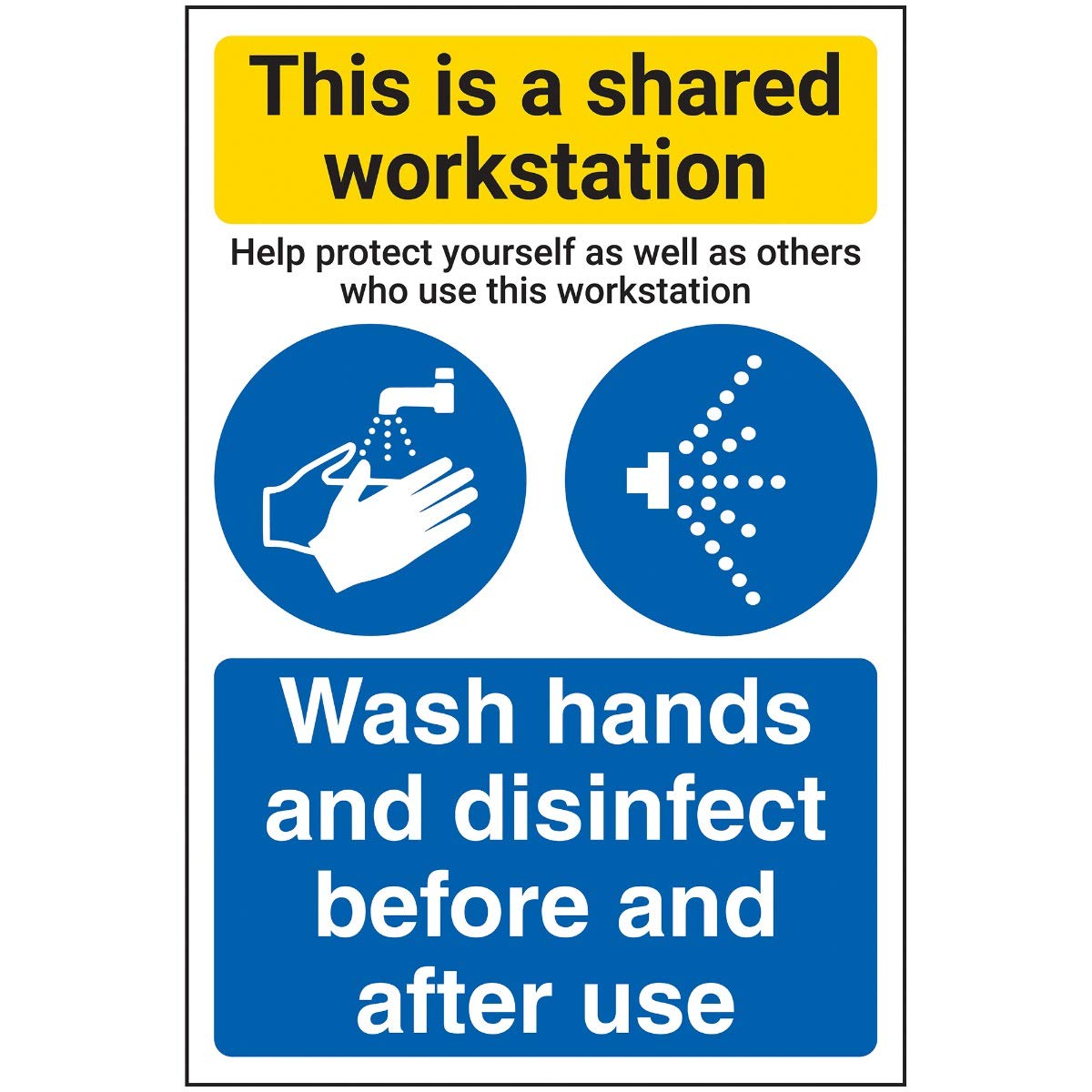 V Safety Shared Workstation/Wash Hands And Disinfect - 200mm x 300mm - 1mm Rigid Plastic