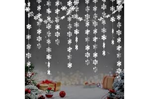 jijAcraft Snowflake Garland Winter Party Christmas Decorations - 52 Ft Snow Flake Streamers Garland for Winter Wonderland Xmas Christmas Holidays New Year Party Decorations Hanging Decor