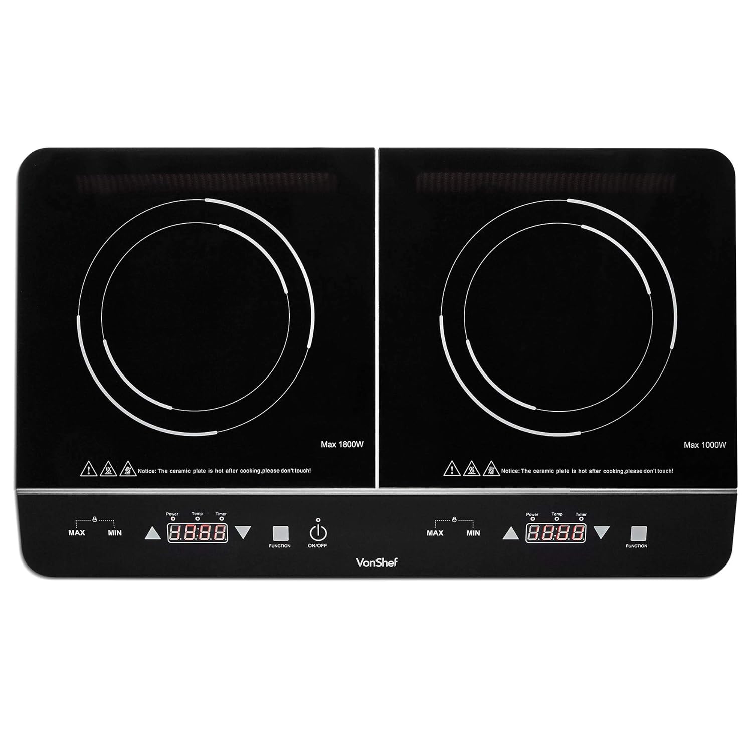 VonShef Twin Induction Hob Portable Ceramic Electric Cooking Hob with