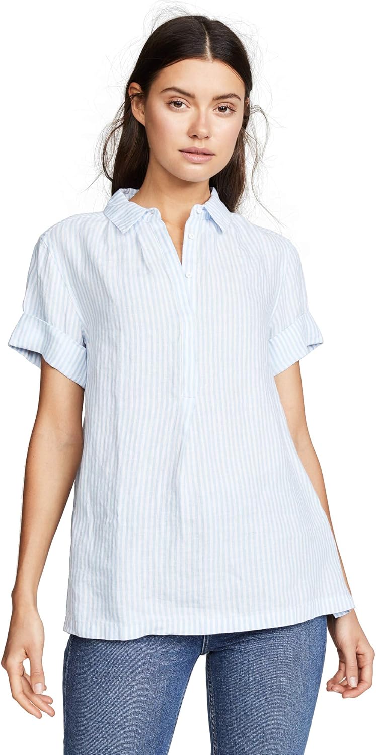 white linen shirt and jeans