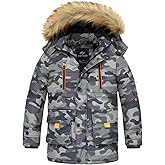FARVALUE Boy Winter Coat Warm Quilted Puffer Water Resistant Parka Jacket with Detachable Fur Hood for Big Boys