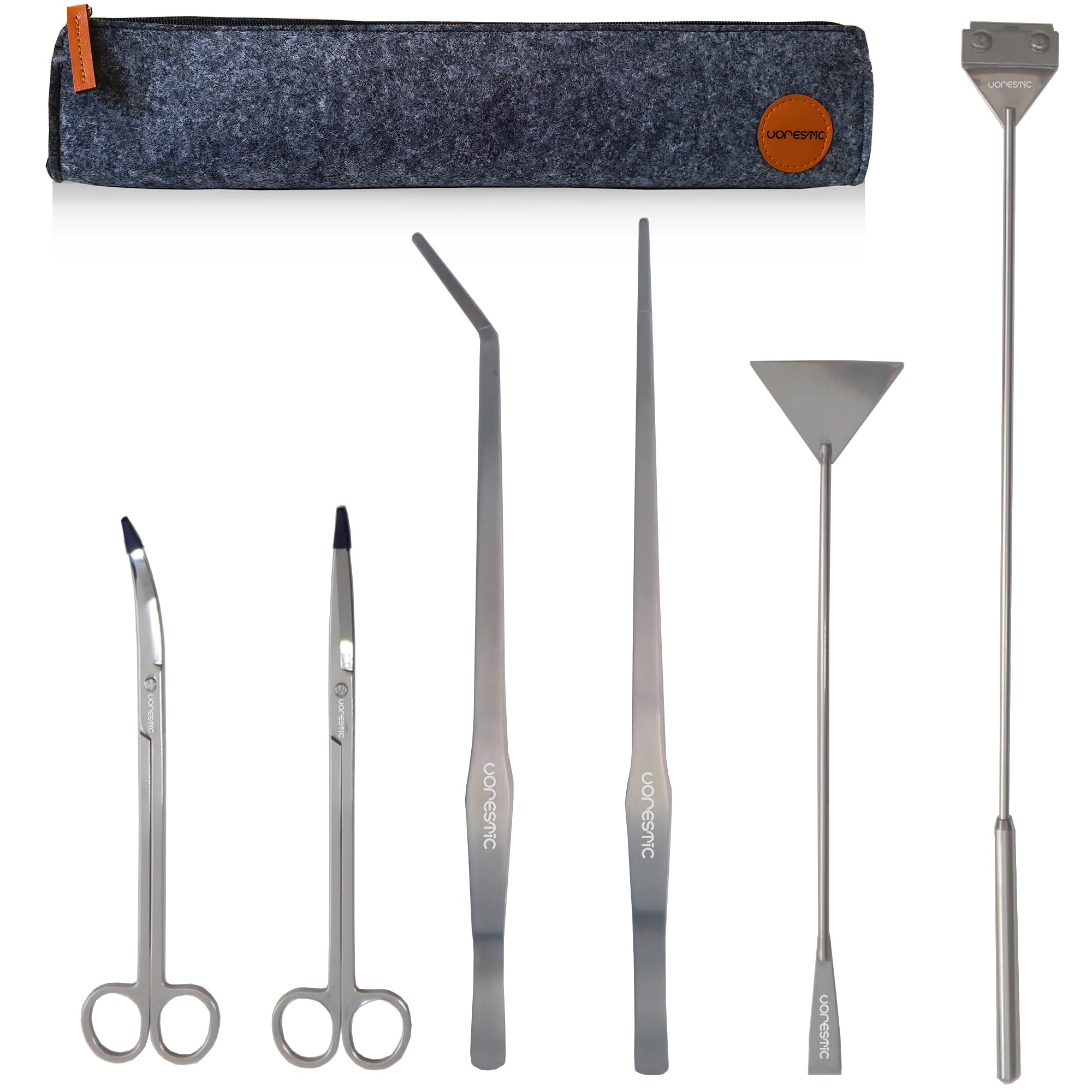 VORESTIC 6 pcs Aquarium Aquascaping Terrarium Tools, Long Tweezers, Scissors, Algae Scraper