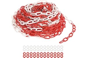 PATIKIL Plastic Chain Links, 100 Foot Safety Barrier Chain Red/White for Crowd Control, Queue Line, Parking, Fence, Gate, Concert, Construction Site and Decoration