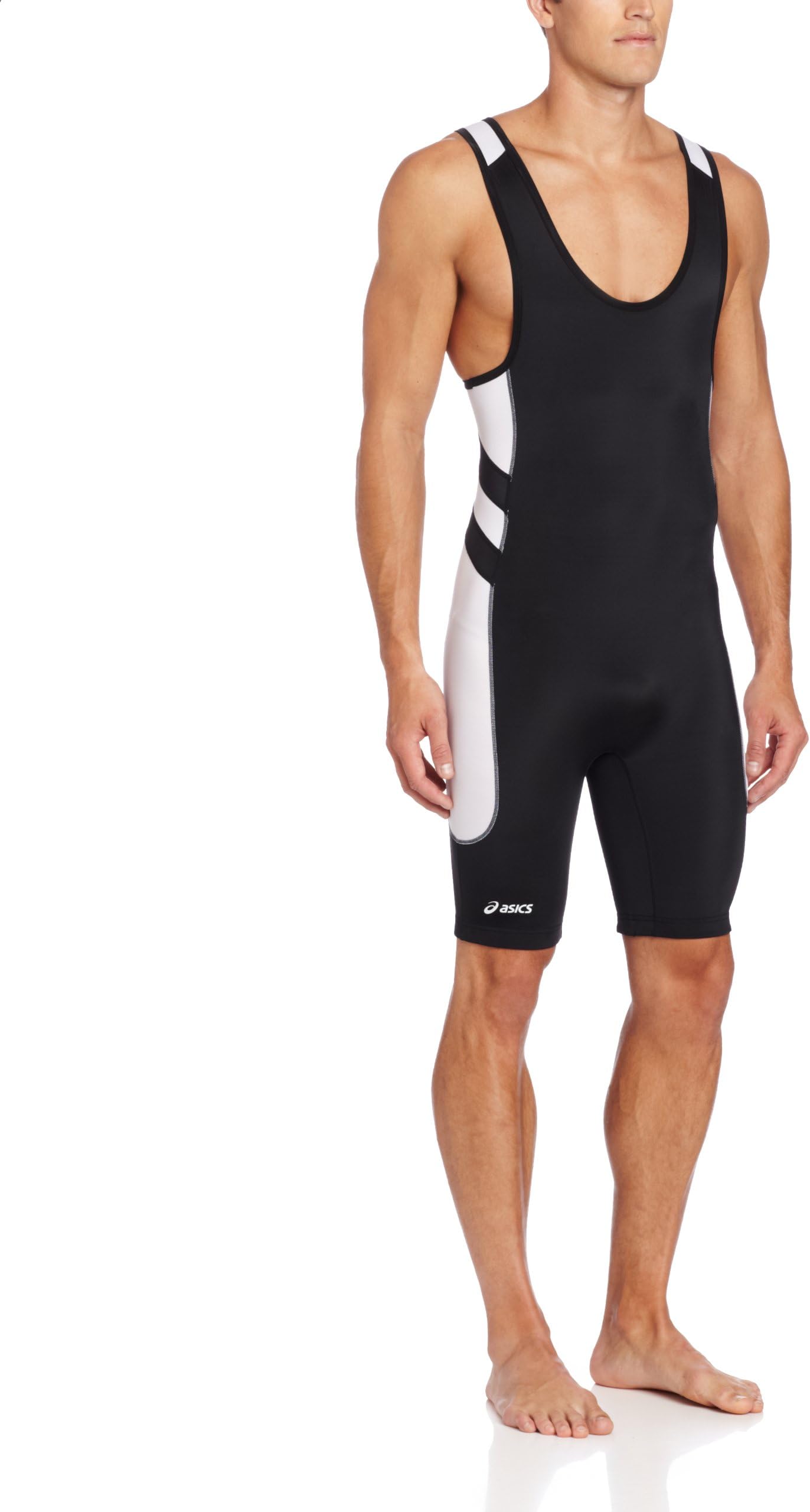 ASICS Men's Unrestrained Wrestling Singlet (Black/White)