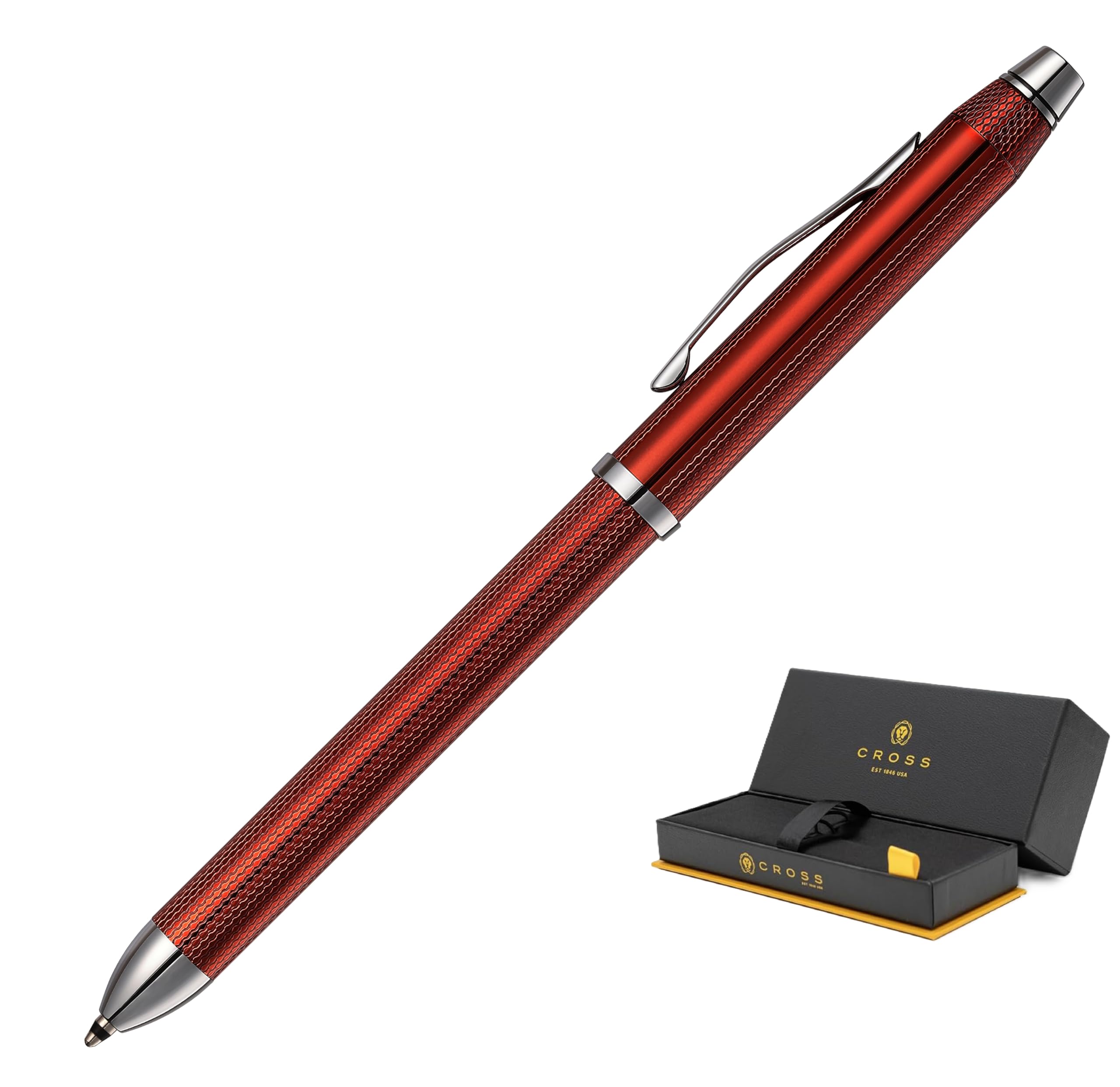 CROSS Tech3+ Engraved Translucent Red Multi-Function Ballpoint Pen with Stylus incl. Premium Gift Box – Refillable Ballpen & Pencil — image 1