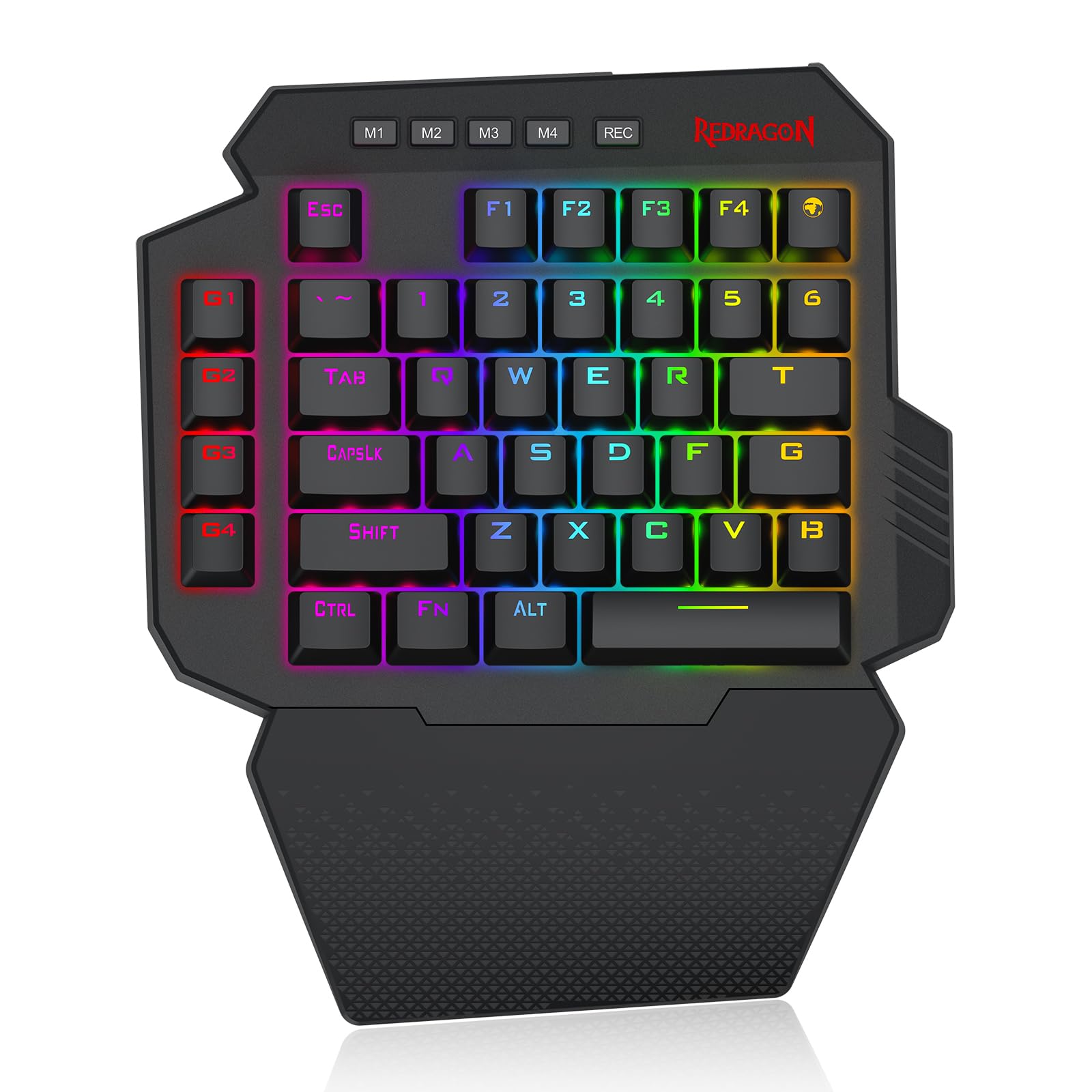 Redragon K758 Wired One-Handed RGB Mechanical Gaming Keyboard, 39 Keys Type-C Professional Gaming Keypad w/Upgraded Hot-Swappable Socket, 4 Onboard Macro Keys & Dedicated Wrist Rest