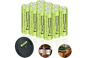 Henreepow Rechargeable AA Batteries, Ni-MH Double A Solar Batteries High Capacity 1.2V Pre-Charged for Outdoor Solar Lights, String Lights，Pathway Lights(AA-1000mAh-12pack)