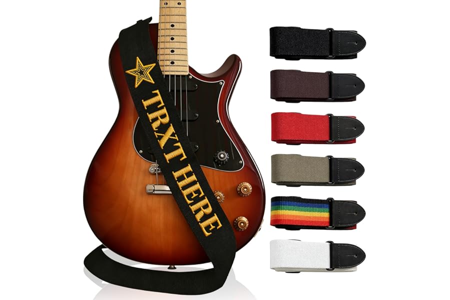 Custom Guitar Strap, Personalized Embroidered Guitar Strap, Custom Name and Icon Guitar Straps, Gift for Music Lovers