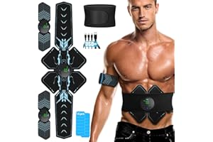 HOTFLY Ab Stimulator Belt and Muscle Toner, TENS & EMS Stimulator - Electrical Muscle Stimulator for Abs/Arm/Leg, Ideal Exercise and Workout Equipment Companion for Men/Women