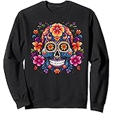 Day Of The Dead Flower Sugar Skull Dia de Los Muertos Sweatshirt