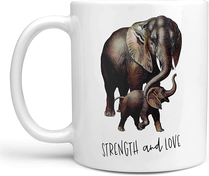 Taza de café o taza de elefantes de la fuerza y el amor elefante taza o