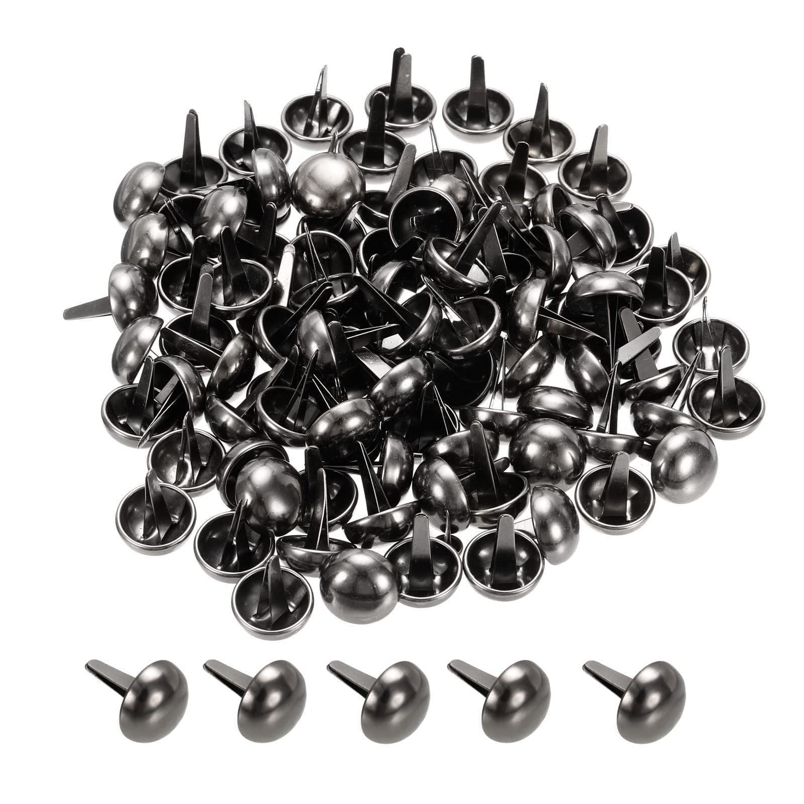 PATIKIL 15x20mm Mini Brads Paper Fasteners, 100 Pack Round Brads Fastener for Art Crafting Decorative Scrapbooking Cards DIY, Dark Grey