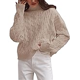 ZESICA Women's Sweaters 2026 Spring Long Sleeve Mock Neck Solid Color Casual Loose Chunky Pullover Sweater
