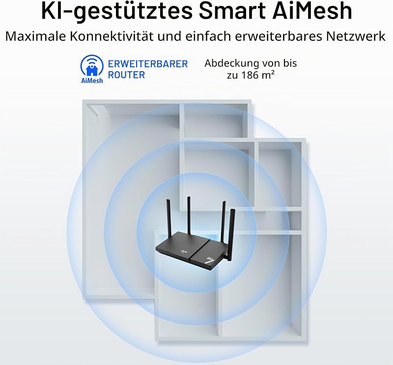 RT-BE50 BE3600 Dual Band WiFi 7 Smart AiMesh erweiterbarer Router