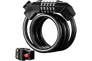 SMARINGWING Premium Bike Lock, Bike Locks Heavy Duty Anti Theft, High Security 5 Digit Resettable Coiling Bicycle Locks for Scooters, Motorcycle, Bike, 3.9ft Bike Lock Cable Lock Combination with Mounting Bracket