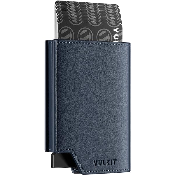 VULKIT Tarjetero Inialista Cartera De Cuero De Grano Tarjetas Eergentes Protección RFID Con