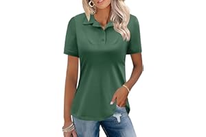 Rapbin Womens Short Sleeve Polo Shirts Business Casual Collared V Neck Tops Summer Cotton 4 Buttons Polos Tshirts