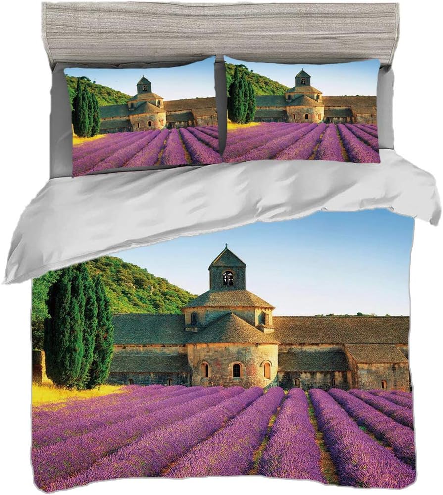 Bettwäscheset (200 x 200 cm) mit 2 Kissenbezügen Lavendel Digitaldruck