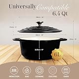 Nuovva Enamelled Cast Iron Dutch Oven 6.4 Quart with Lid 28cm Black view 2