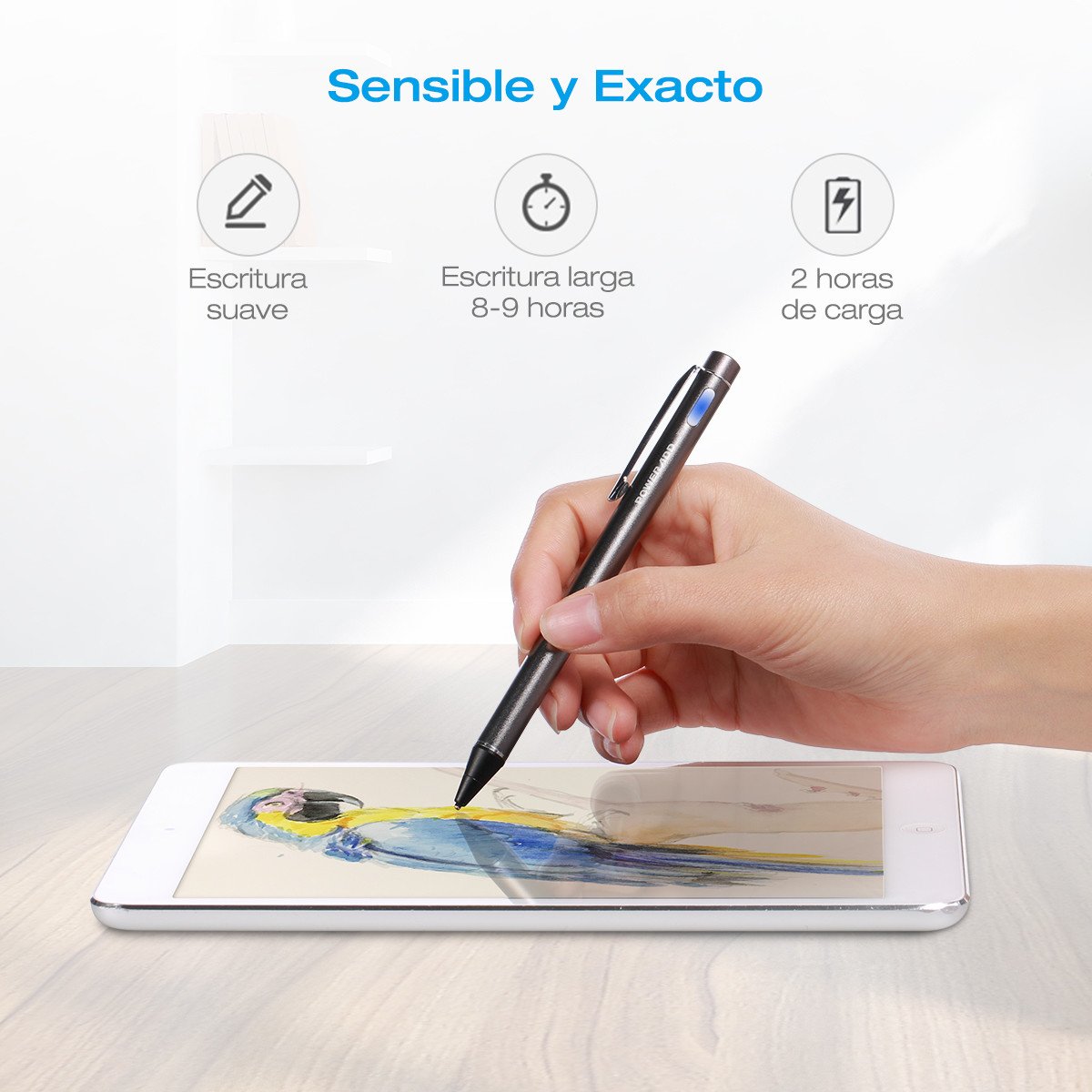 Poweradd Bolígrafo Digital para toda la Pantalla Táctil Teléfonos Inteligentes y Tabletas Color-Gris