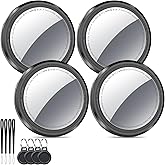 QCOQ Air Tracker Tags-4 Pack Black | Bluetooth Tracker Work with Apple Find My (iOS Only), Smart Tag with Protective Case/Keychain/Lanyard, Item Finder for Luggage/Key/Suitcase, Replaceable Battery