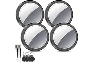 QCOQ Air Tracker Tags-4 Pack Black | Bluetooth Tracker Work with Apple Find My (iOS Only), Smart Tag with Protective Case/Keychain/Lanyard, Item Finder for Luggage/Key/Suitcase, Replaceable Battery