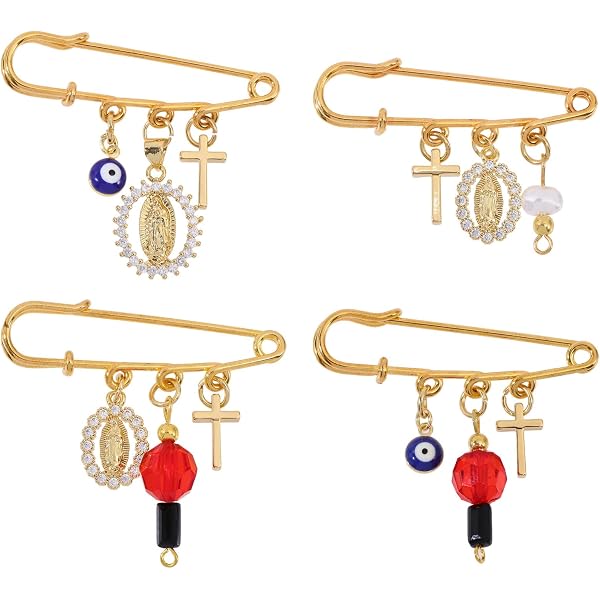 Turkish Evil Eye Brooch Pin - Blue Lucky Eye & Hands Charm Lapel Pin - View #10