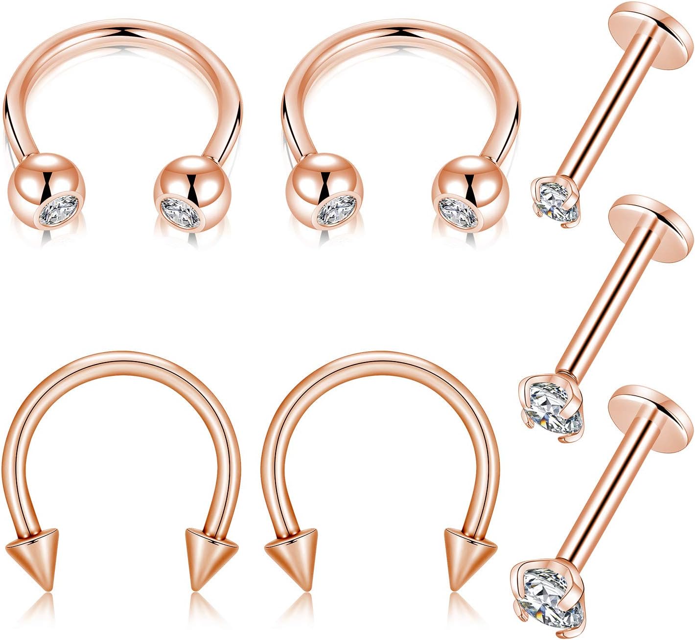 GAGABODY 16G Septum Piercing Nose Rings Cartilage Tragus Earrings Internally Threaded 7pcs